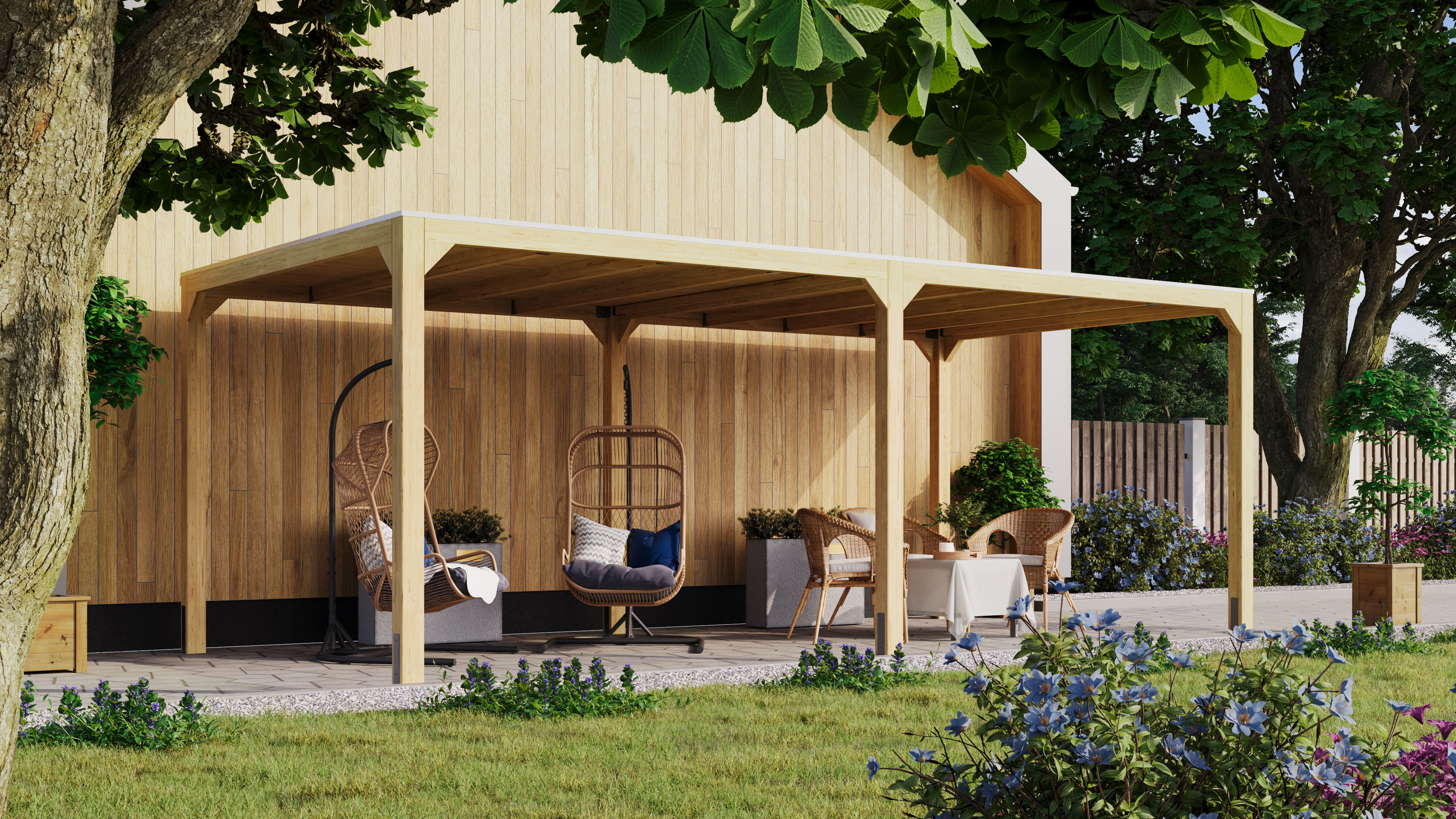 Pavillon KARIBU "Gordon" SET, naturbelassen", beige (naturbelassen, naturbelassen), Pavillons, aus hochwertigem Leimholz, inkl. selbstklebender Dachfolie