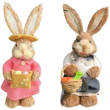 Inspire Essentials Cute Easter Bunny Decoration Rustic Rabbit Figure For Home Decor j
