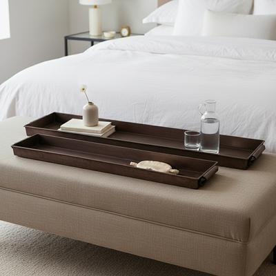 Sagebrook Home "Decorative Slim Metal Tray with Handles - Set of 2 - 40"", 36"", Silver - 40.0"""