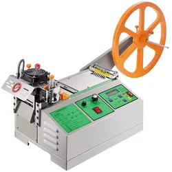 VEVOR Automatische Gurtbandschneidemaschine, Heiß- & Kaltbandschneider mit einstellbarer Temperatur und LCD-Display, Reißverschlussbandschneider für Nylongurte, Gummibänder, Schnürsenkel