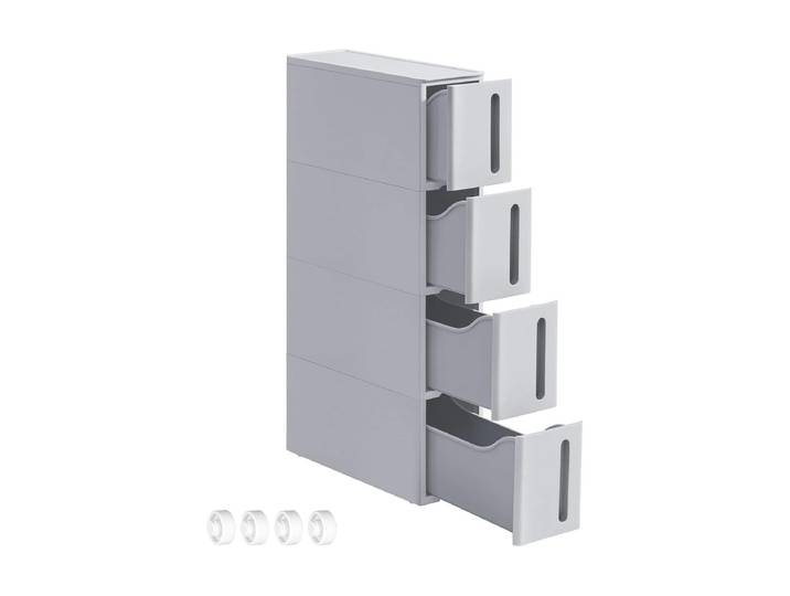 Küchenwagen SONGMICS mit Rädern 45.2 x 84 x 17,3 cm , grau, B:45,2cm H:84cm T:17,3cm, Kunststoff, Rollwagen, Küchenwagen