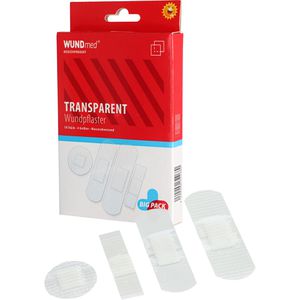 WUNDmed Pflaster Transparent, 50 Strips, wasserfest, sensitiv, atmungsaktiv, 4 Größen