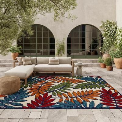 Nourison Aloha Leaf Print Vibrant Indoor/Outdoor Area Rug