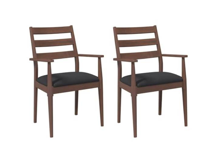 KLGBNCVE Esszimmerstühle mit Kissen 2 STK. Braun Massivholz Gummibaum Gummibaum-Massivholz, dichte Maserung, stoßfest, langlebig, ergonomische Rückenlehne, Kissen inklusive