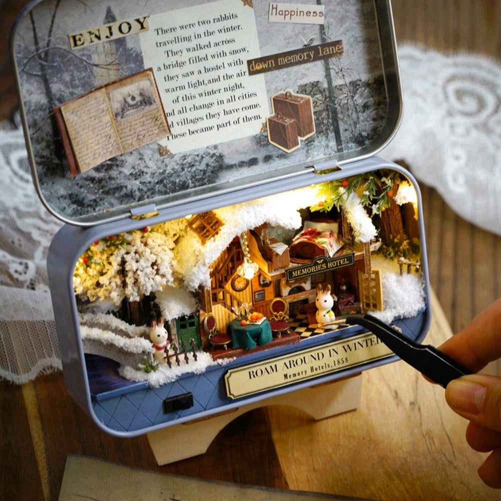 Cocosity Zelfbouw miniatuur poppenhuis handgemaakt thema Goede Oude Tijd Winterwandeling