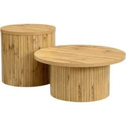 COUCHTISCH-SET Rund Ø75/50 cm Naturholzoptik im Skandi-Design