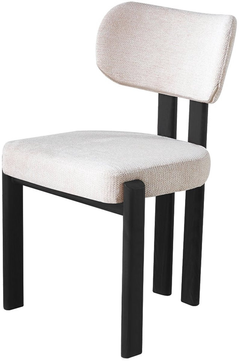 Eetkamerstoel Naomi Japandi stijl beige en zwart