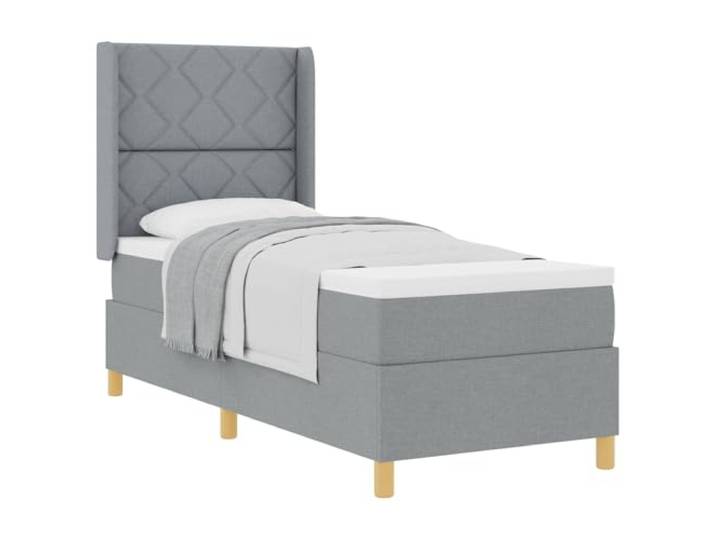 KKgypkn Boxspringbett Hellgrau 80x200 cm mit verstellbarem Kopfteil und mittel-Harter Matratze