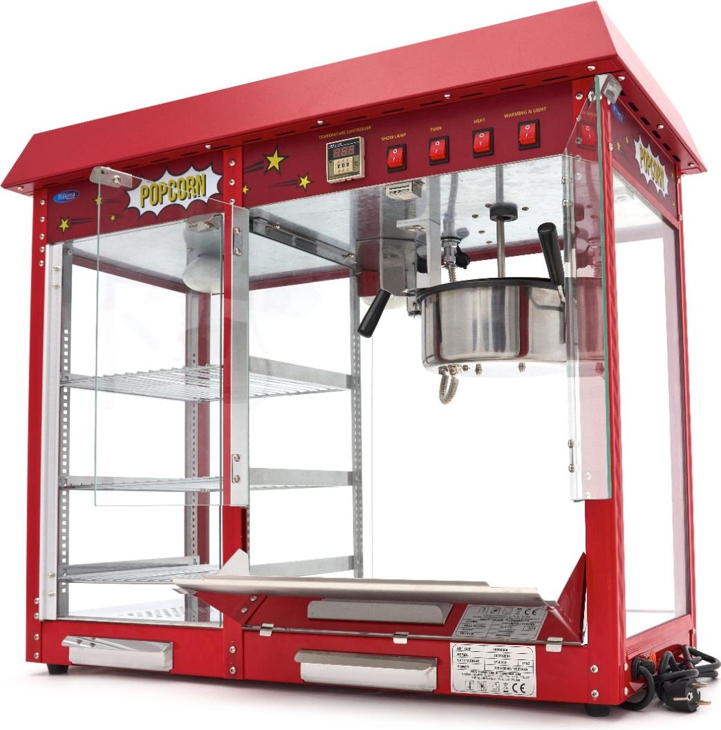 Maxima - Popcornmaschine - 150gr - mit Warmhaltevitrine