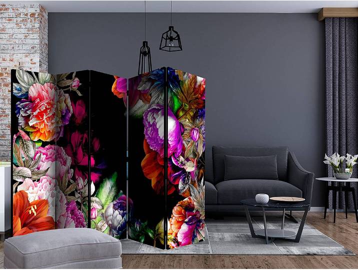 Paravent Warm Tones of Summer Akustik Vlies auf Kiefer Massiv Multicolor 225 x 172 x 3cm