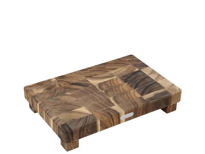 Zassenhaus Hackblock Stirnholz, 45×30×8,5 cm, Akazienholz, rutschfeste Füße Schneidblock aus Stirnholz, messerfreundlich, für Fleisch, Gemüse und Brot, pflegeleicht, nachhaltig, langlebig
