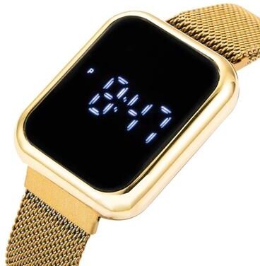 Inspire Select Luxury Digital Couple LED Watch Stainless Steel Lover Bracelet Set silver