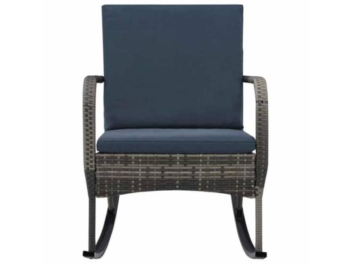 GFEROMRF Garten-Schaukelstuhl Poly Rattan Anthrazit Wetterbeständig, Stahlrahmen, Abnehmbare Kissen, 110 kg Belastbar