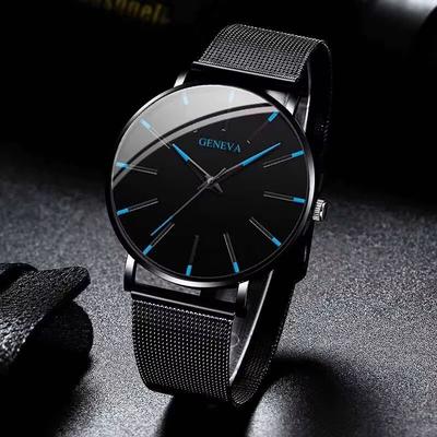Inspired Finds Ultra Thin Men's Business Watch Minimalist Quartz Wristwatch With Mesh Band black Blue