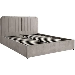 POLSTERBETT Livre ohne Matratze, mit Bettkasten, Gasdruckfedern, 160x200 cm, Chenille-Stoff, Dunkelbeige