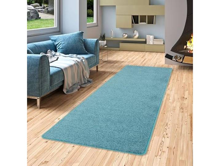 Snapstyle Hochflor Langflor Teppich Läufer für Flur und Zwischenräume Cottage Petrol in 9 Größen