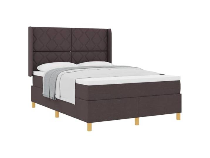KTHLBRH Boxspringbett mit Kopfteil dunkelbraun 160 x 200 cm Stoff Höhenverstellbares Kopfteil, mittelharte Matratze, Taschenfedern, steife Latten, goldene Beine, Engineered Holz