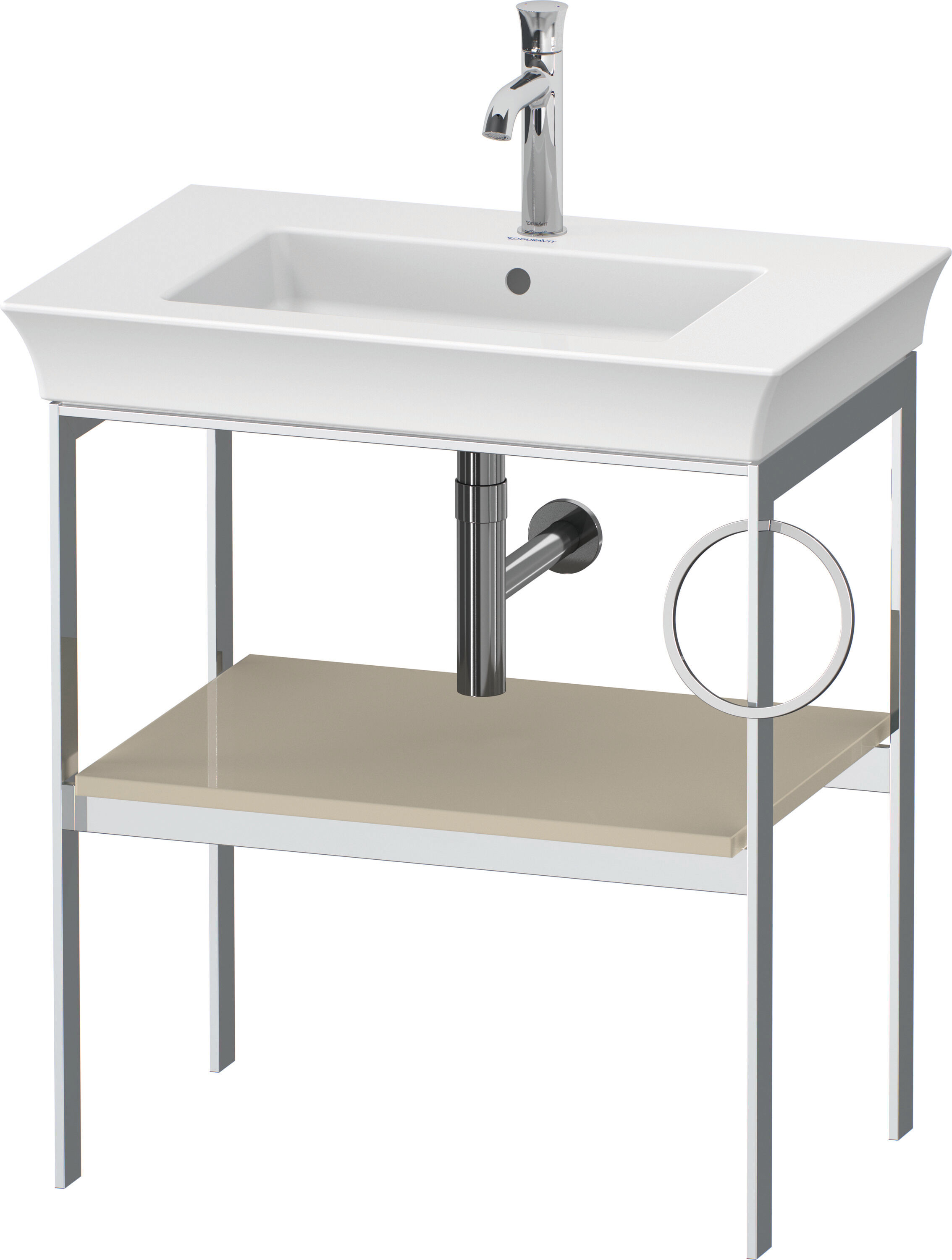 Duravit White Tulip -lavabo WT4543RH3H3 68,4 x 45 cm, Taupe Hochglanz , à poser, métal, 2000 porte-serviettes droite