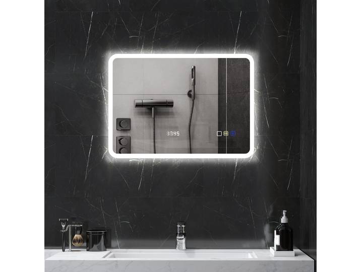 HOMCOM Miroir LED Salle de Bain 70x50cm Bluetooth Anti-Buée