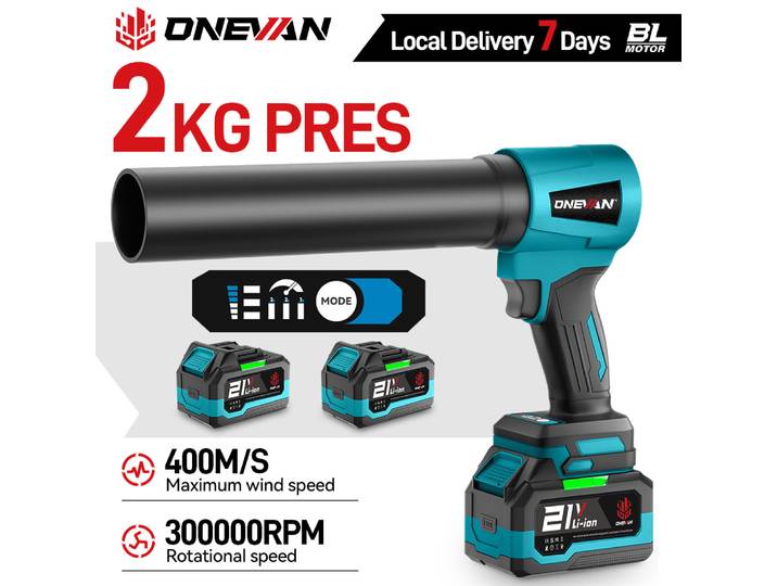 Souffleur électrique sans balais ONEVAN 300000RPM, ventilateur turbo, 400M/S, 4000W, pour feuilles et poussière, compatible avec batterie Makita 18V.