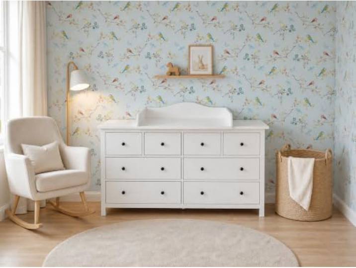 KraftKids Wickelaufsatz für HEMNES Kommode, 160 cm, Weiß Wickelfläche 78 × 78 cm, mit Abdeckblende, Kommodentiefe bis 50 cm