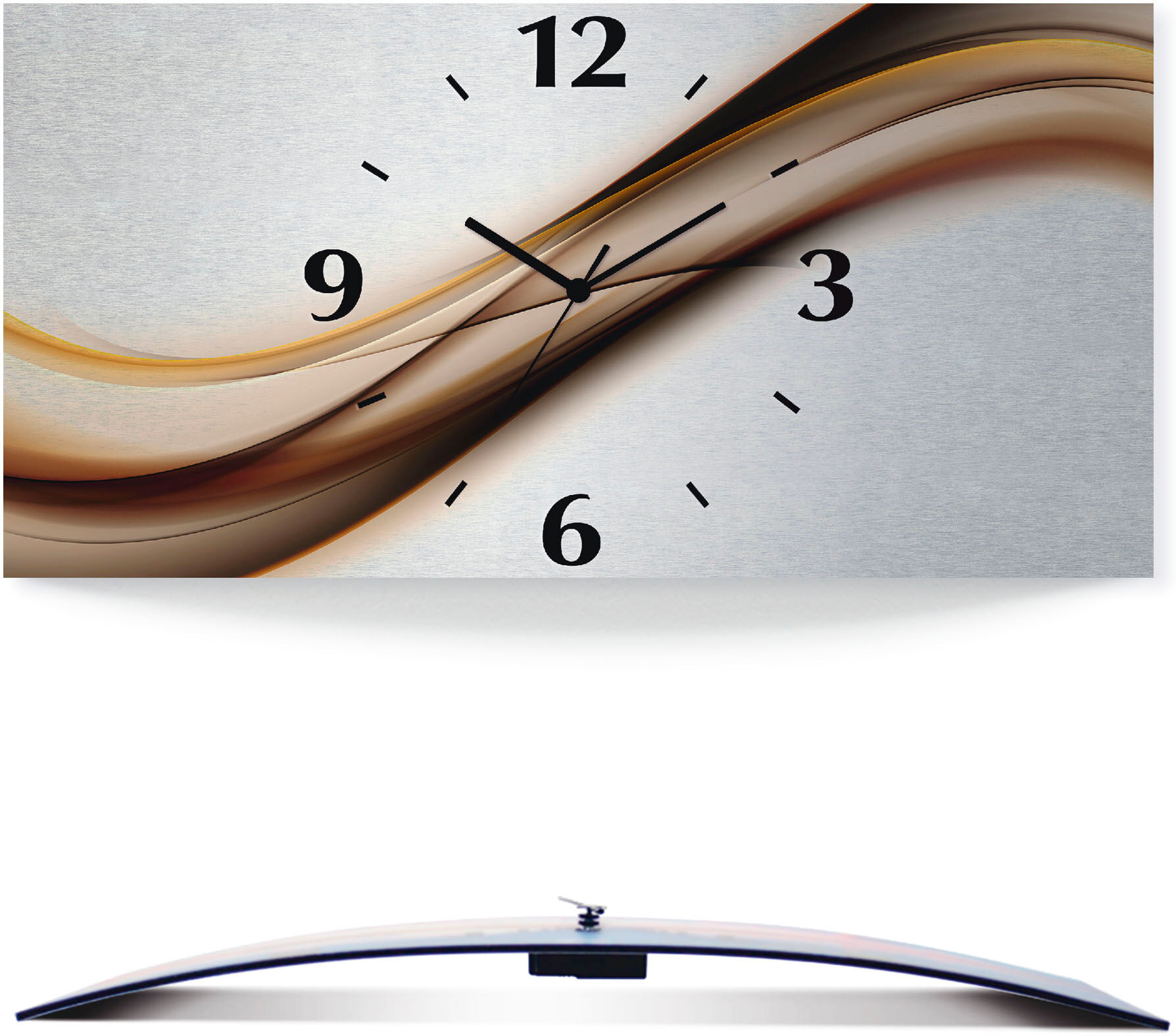 Wanduhr ARTLAND "Welle", braun, B:50cm H:25cm T:0,3cm, Wanduhren, Wanduhr, wahlweise mit Quarz- oder Funkuhrwerk, lautlos ohne Tickgeräusche braun B/H/T: 50cm x 25cm x 0,3cm, Quarzuhr