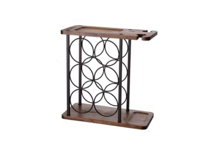 CJHFR472SG Weinhalter Weinregal aus Eiche und schwarzem Schmiedeeisen for das Wohnzimmer Dekoration
