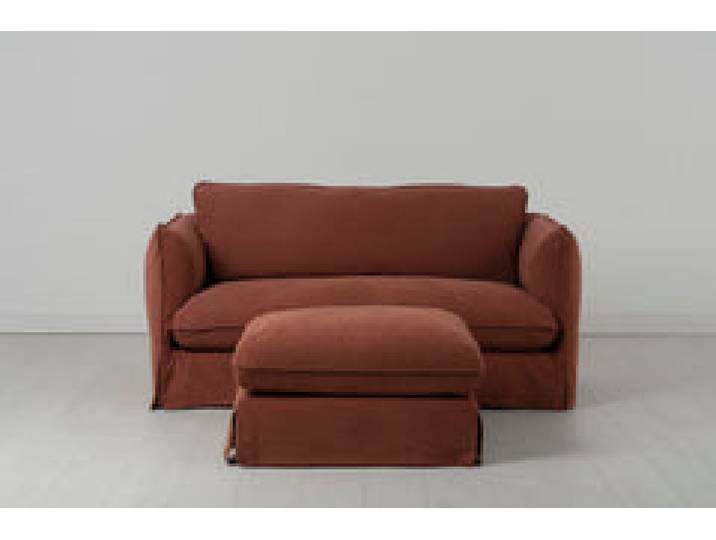 Model 18 Zweisitzer-Sofa mit Polsterhocker, Toskana