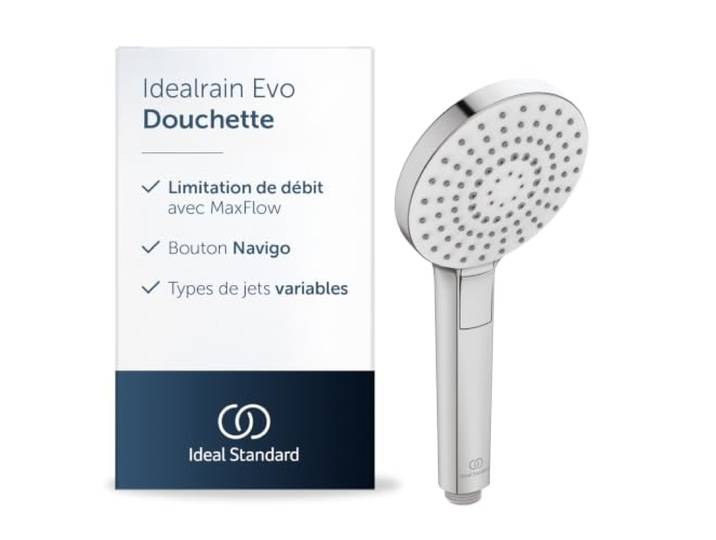 Ideal Standard Idealrain Evo Douchette 3 fonctions\, Ø 11 cm – Chrome Pommeau de douche à 3 jets\, design moderne\, buses EasyClean\, filetage de raccordement standard G1/2