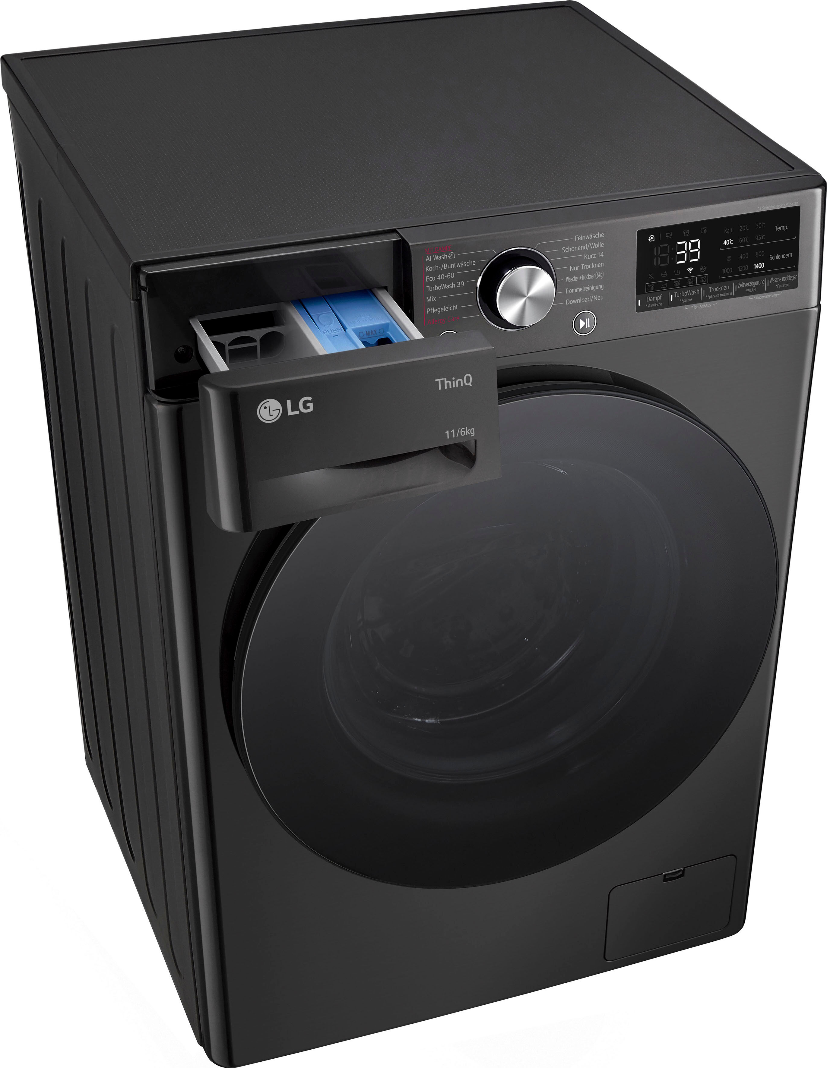 LG Waschtrockner "W4WR70E6YB", Wasch_Trocken_Zyklus: D (A-G), schwarz, B:60cm H:85cm T:57cm, Waschtrockner, Steam-weniger Knitterfalten, bessere Hygiene, Waschtrockner, Topseller