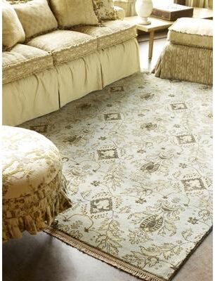 KALATY Transitional Blue Hand-Knotted Wool Area Rug