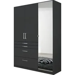 Kleiderschrank RAUCH "Harburg im Schlafzimmer", grau (graumetallic), B:136cm H:197cm T:54cm, Holzwerkstoff, Schränke, Kleiderschrank, Schlafzimmerschrank Schrank Garderobe mit Spiegel
