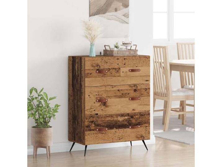 smnyxs Kommode aus Holz, Antik-Optik, 69,5 x 34 x 90 cm, Ingenieurholz Warme Farbtöne, elegante Linien, geräumige Schubladen, praktische Griffe, klassisches Design, vielseitig einsetzbar
