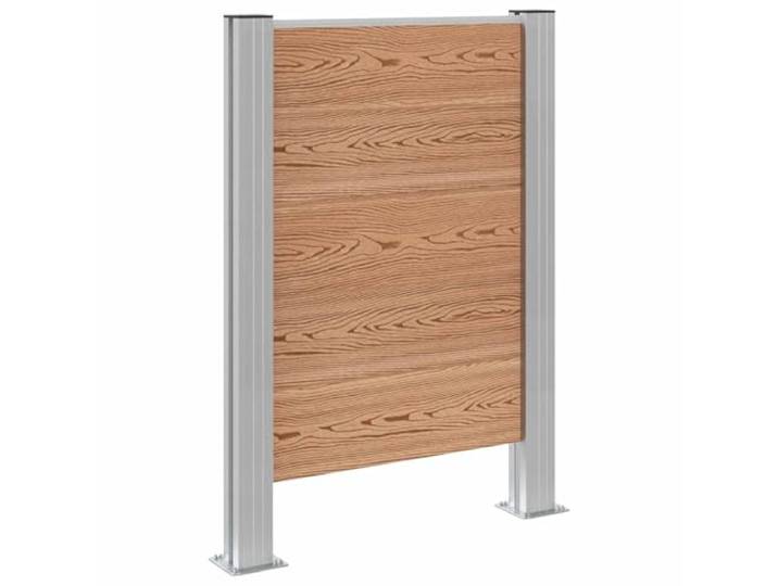 Zaun Mülleimer braun 85 x 12 x 115 cm Aluminium und WPC Trennwand für Garten, Hof, Abfallbereich, modulares Design, Aluminiumbasis, Bodenmontage, Paneele