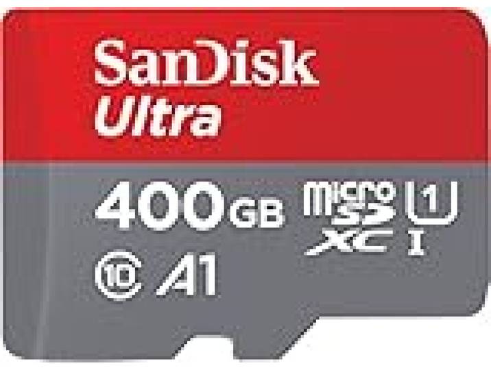 SanDisk Ultra 400GB microSDXC Memory Card + SD Adapter with A1 App Performance Up to 120 MB/s, Class 10, U1, Red/Grey