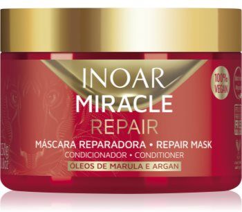 INOAR Miracle Repair máscara regeneradora para cabelo seco a danificado 250 g. Miracle Repair