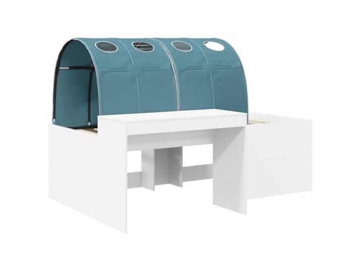 SKTQYQO Bett mit 3 Teilen Eiche und Hellblau Technisches Holz, Details aus Mikrofaser, Lattenrost, modernes Design