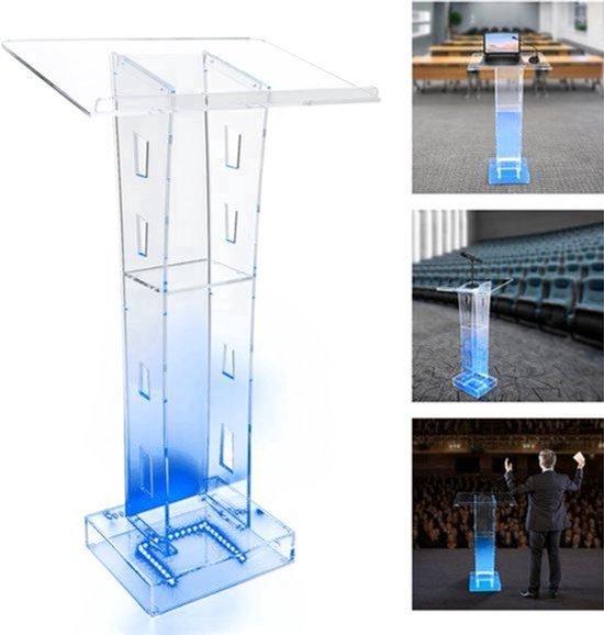 Podium Lessenaar aus hellem Acryl - 110 cm Höhe - 23,62 x 15,74 Zoll (ca. 60 x 40 cm) - Ablagefläche - 12,3 kg Gewicht - Für Präsentationen und Konferenzen