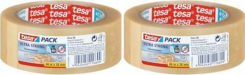 tesa pack Verpackungsklebeband ultra strong, 38 mm x 66 m transparent