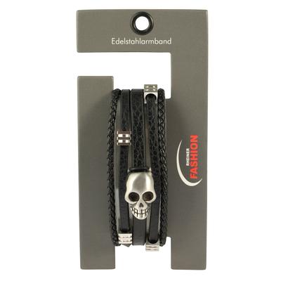 Kettenanhänger ADELIA´S "Anhänger – Totenkopfanhänger aus Leder", schwarz, Schmuckanhänger, Herren, Leder, Kettenanhänger, Ideal als Geschenk – dezent und elegant
