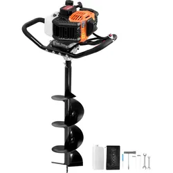 VEVOR Erdbohrer mit Benzinmotor, 43 CC, 1250 W, Benzinbohrer mit 8-Zoll-Bohrkronen, Lochspaten für Pfostenzäune für Ackerland, Gartenpflanzen, Orange+Schwarz