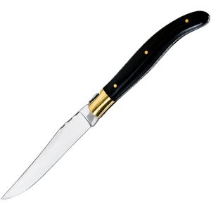 WAS Steakmesser in Holzbox, 6 Stück, 11 cm Edelstahlklinge mit Wellenschliff, Pakkaholzgriff
