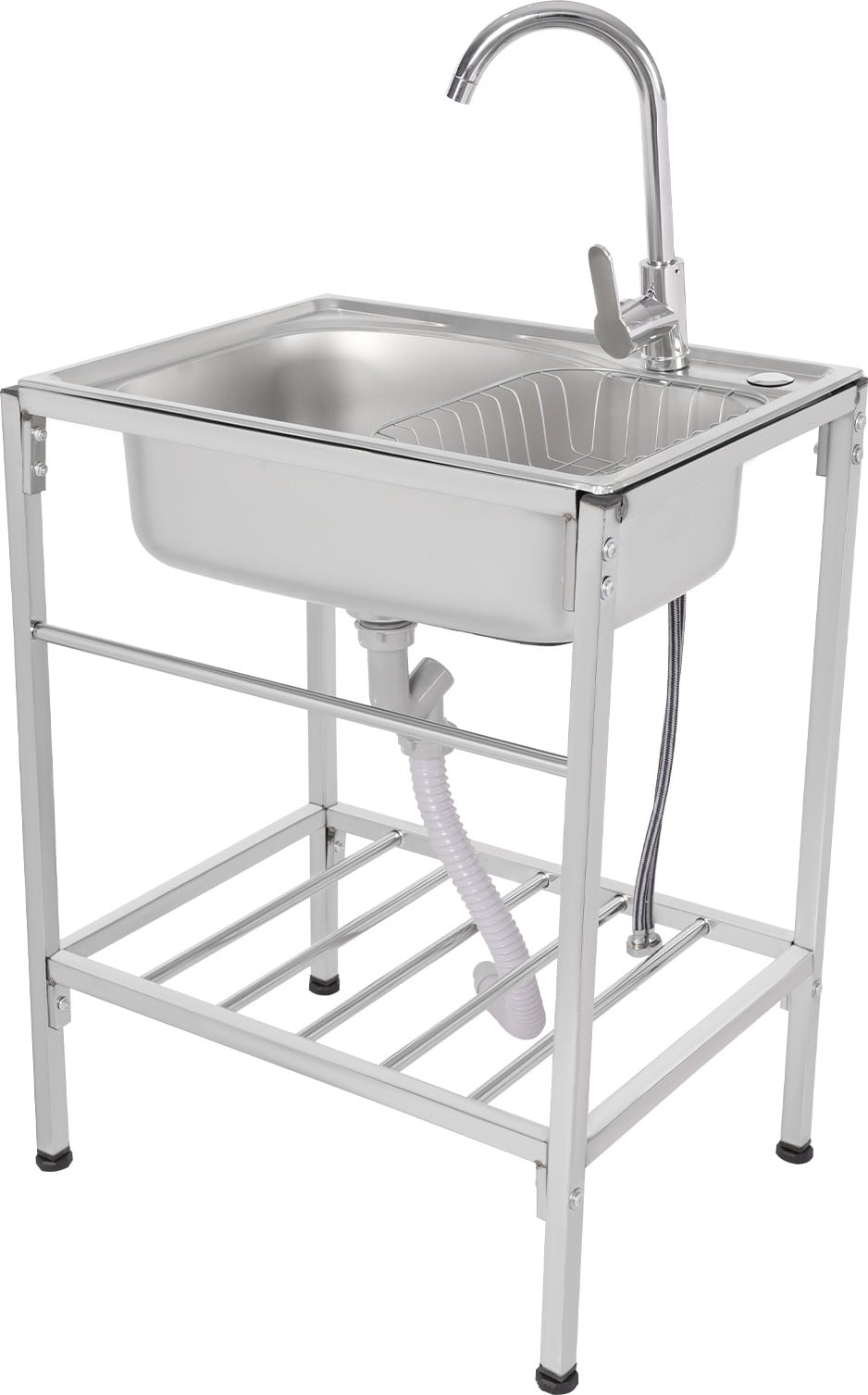 Easybuy Professionele RVS spoelbak met één kom, mand en mengkraan voor koud en warm water