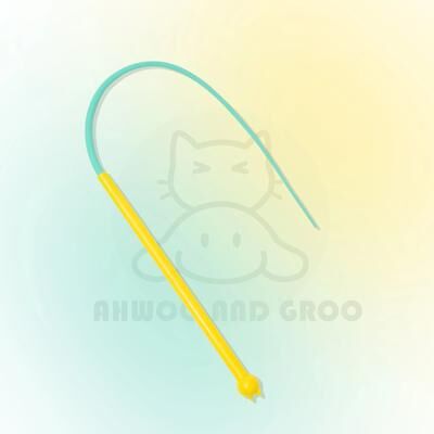 Inspired Finds Macaron Mouse Tail Cat Wand Toy With Bell & Flexible Silicone Teaser Tail yellow green
