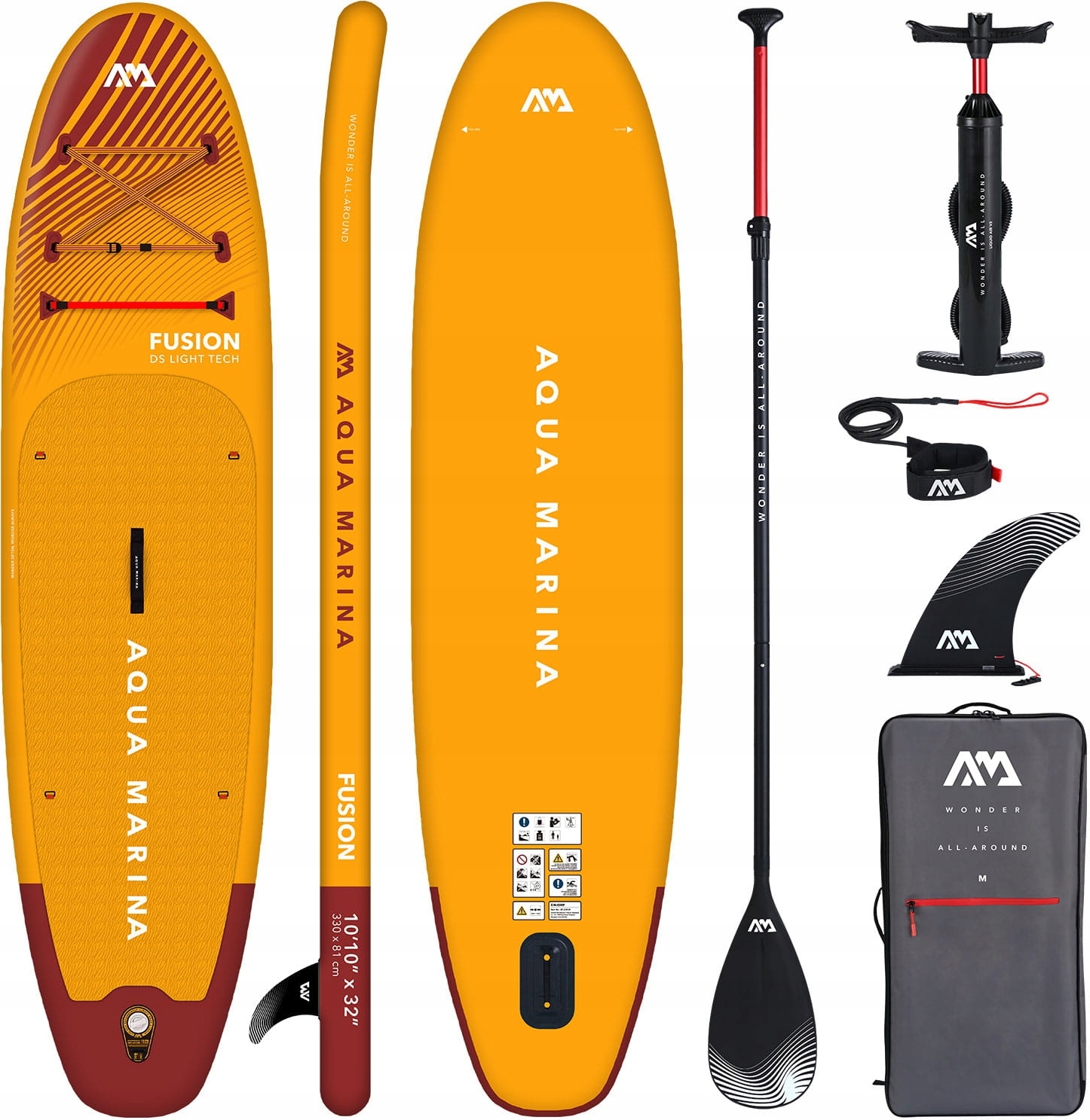 Aufblasbares SUP-Board Aqua Marina Fusion 330 cm 150 kg-aufblasbar, stabil für Familien