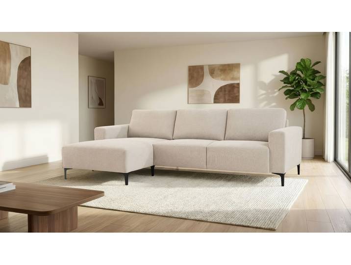 Ecksofa GOODPRODUCT Tournon, L-Form, Breite 262 cm, Webstoff, Chenille , beige, B:262cm H:85cm T:152cm, 100% Polyester, Sofas, Ecksofa, Designsofa im nordischen Stil, Wellenunterfederung, Metallfüsse