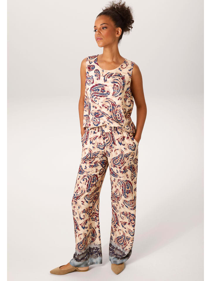 Aniston Hose in Beige/ Dunkelblau - 40