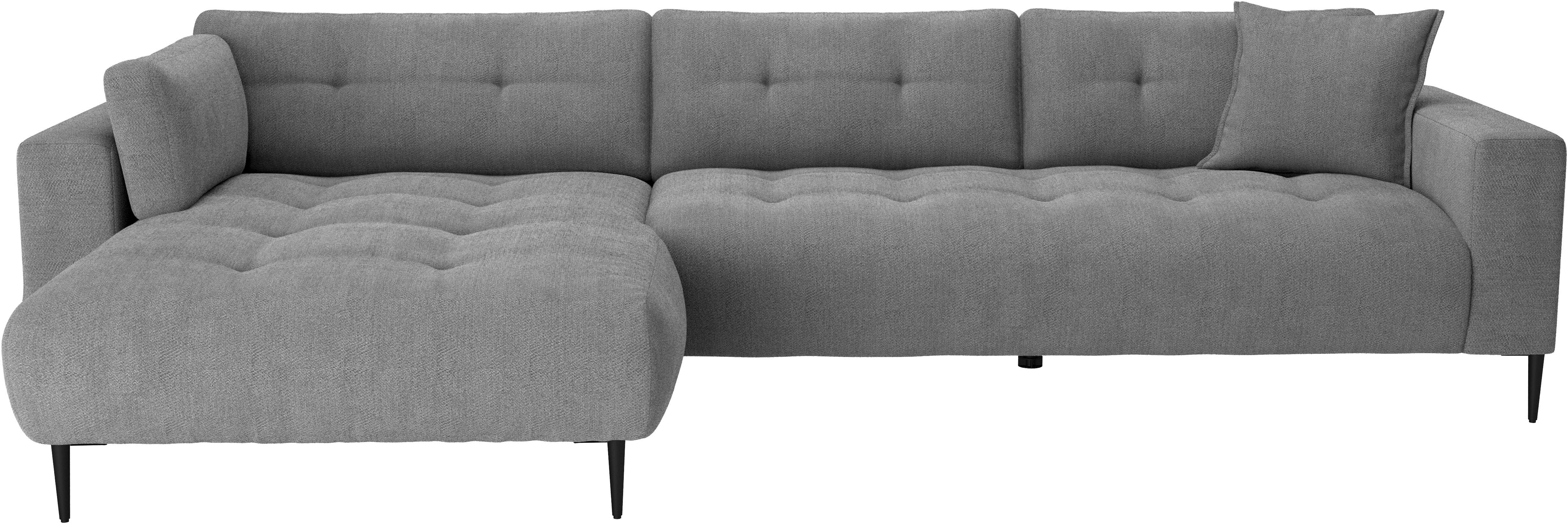 Ecksofa TRENDS BY HG "Leo, B: 309, in Cord und Chenille", grau (b739 vinci 11 grau), B:309cm H:79cm T:158cm, 95% Polyester;5% Polyamide, Sofas, Ecksofa b739 vinci 11 grau B/H/T: 309cm x 79cm x 158cm, Struktur Chenille, Recamiere links