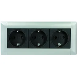 Schulte, Steckdosenleiste, Elektrotechnik 159610000200 Evoline Frame-Dock, 3 x VDE Steckdosen Aluminium (3x)