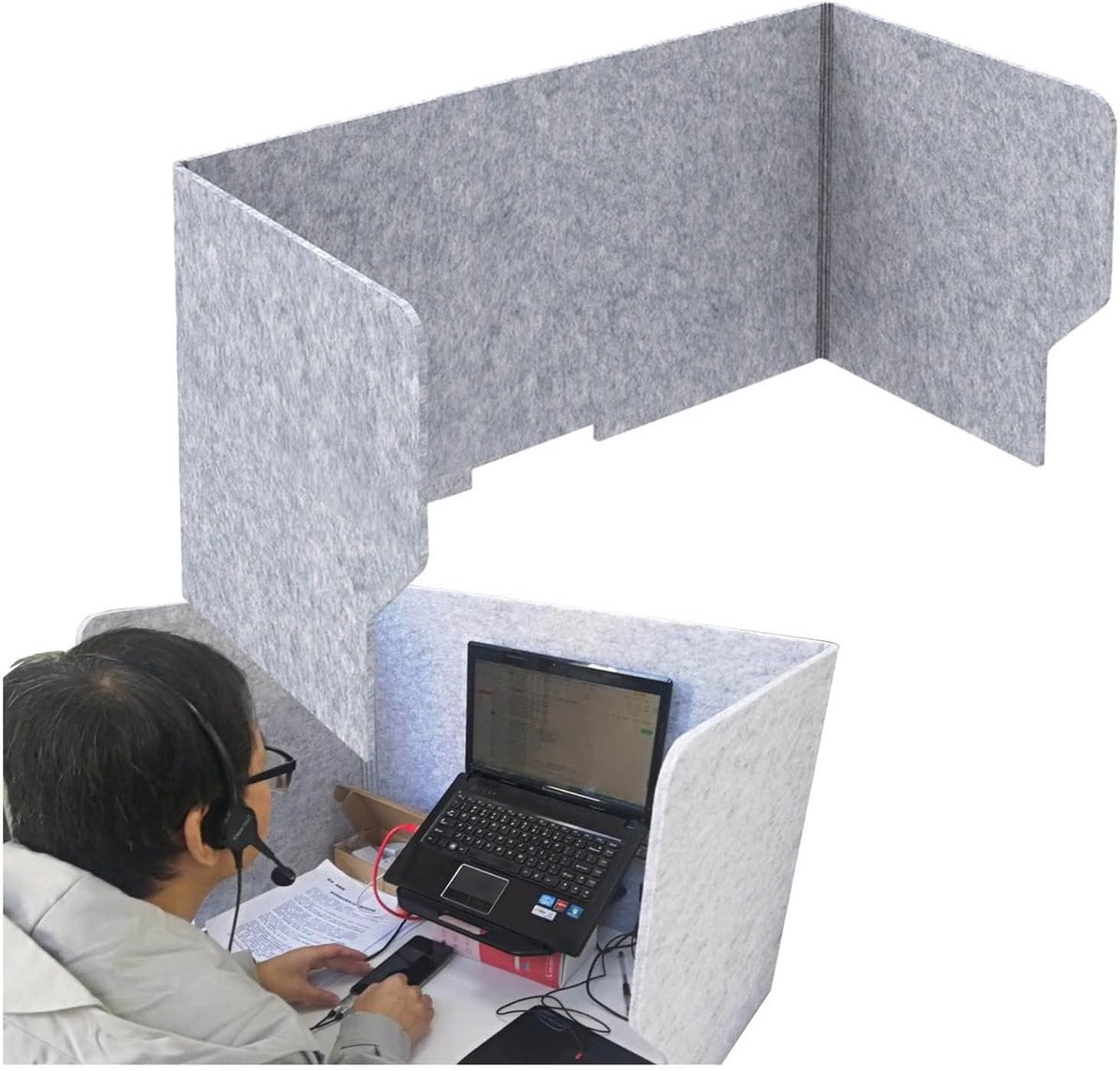 Grijs Bureau Privacy Paneel - Geluidsabsorberend en Opvouwbaar Bureau Divider